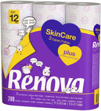 Renova Toilet Paper - Skin Care Plus, decorated, fragranced – 12 rolls (toilet paper).