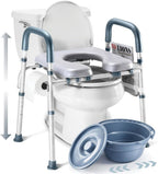 Toilet Seat Risers for Seniors Bedside Commode for Elderly Width and Height Adjustable Raised Toilet Seat with Handles for Elderly Handicap, Elevated, Pregnant, Fit Any Toilet Heavy Duty Up to 400lbs