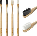Daletu Extra Soft Bamboo Toothbrushes for Sensitive Gums, 20000 Extra Soft Bristle Toothbrushes for Adults, Eco-Friendly, Natural Wooden Organic Micro Nano Bamboo Bristle Toothbrush - 4 Pack