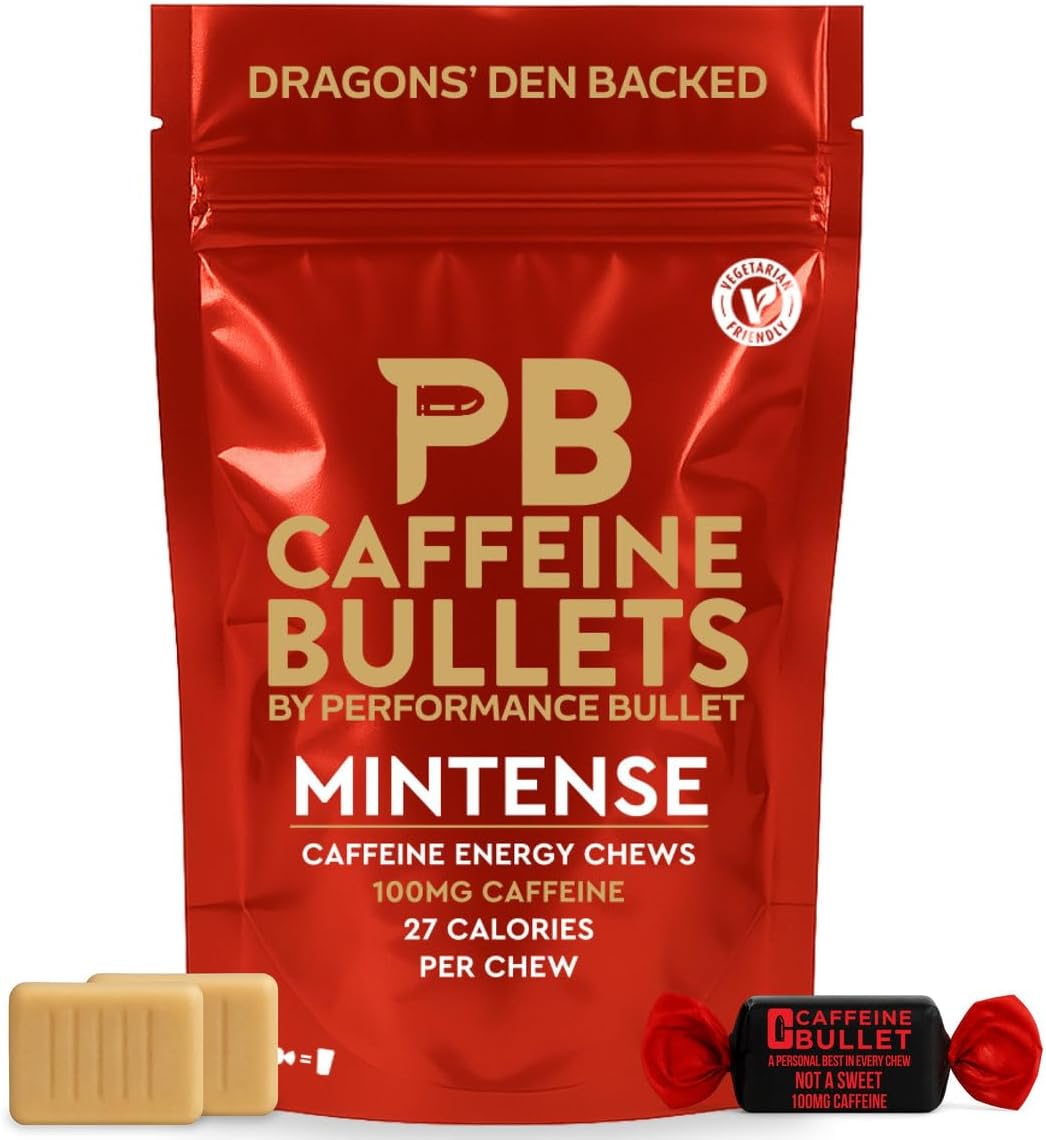 Caffeine Bullet Mint Energy Chews *40 – Faster Boost Than Gels, Tablets and Gum. 100mg Per Serving - Sport Science for Running, Cycling, Gaming & Pre Workout Endurance Kick.