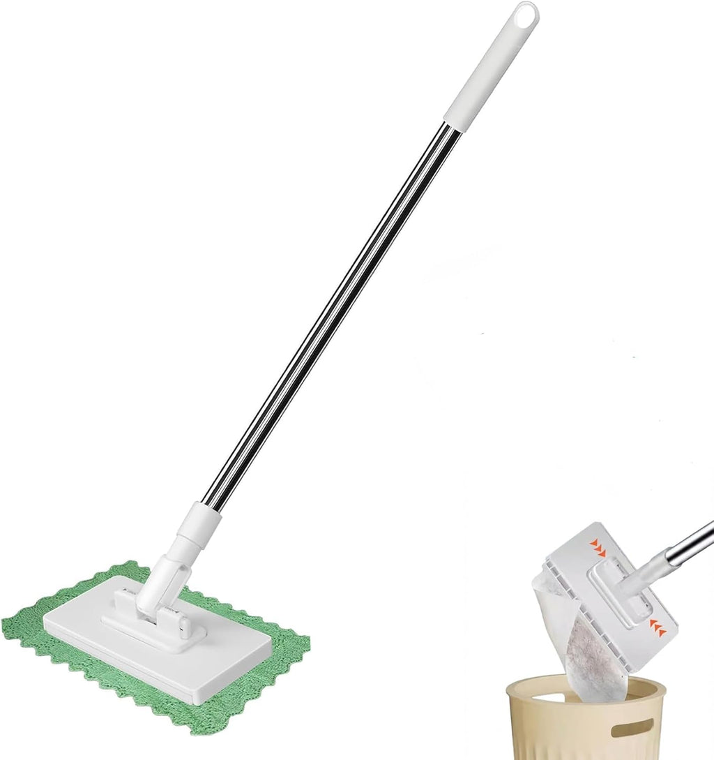 Snap Grip Mini Mop, Hands-Free Cloth Changing with 360° Rotating Head, Zero-Touch Portable Wall Mop for Floor, Tile and Mirror, Universal Pad Compatibility for Any Cloth+ Magic Cleaning Cloth