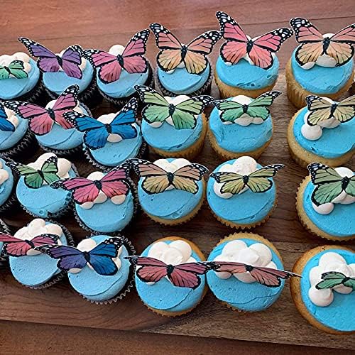 CHOCKACAKE Edible Wafer Butterflies - Big Assorted Set of 24 - Cake and Cupcake Toppers, Decoration