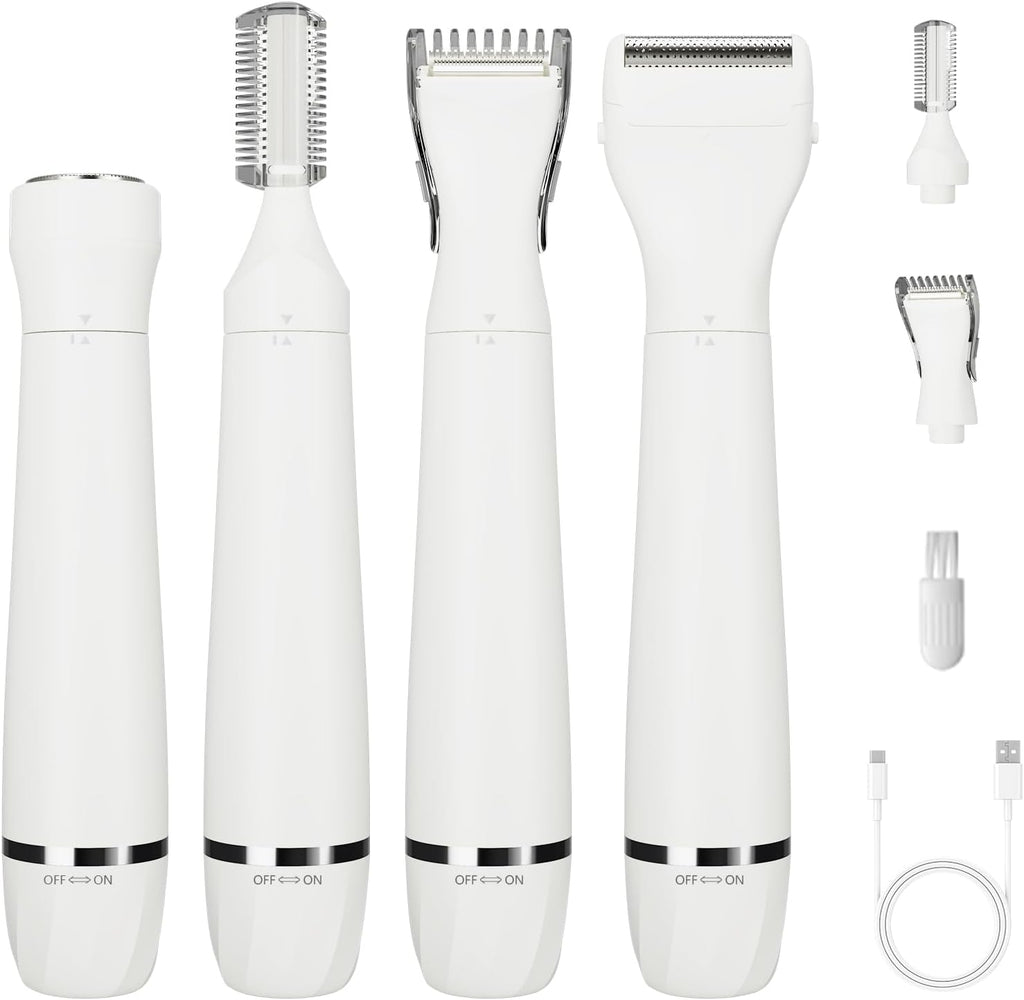 Electric Razors Shaver for Women - 4 in 1 All-in-One Face/Body Trimmer and Shaver Set, Waterproof Pubic Hair Trimmer Facial Hair Remover, Eyebrow & Foil Trimmer, Rechargeable Women's Grooming Kit 8866