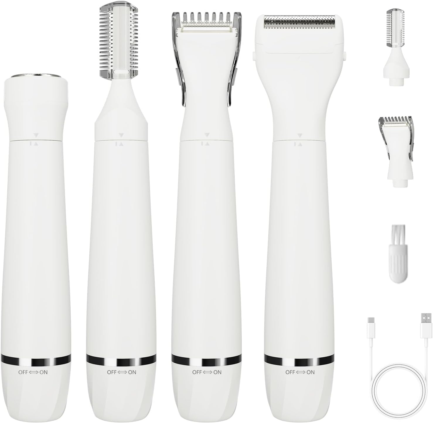Electric Razors Shaver for Women - 4 in 1 All-in-One Face/Body Trimmer and Shaver Set, Waterproof Pubic Hair Trimmer Facial Hair Remover, Eyebrow & Foil Trimmer, Rechargeable Women's Grooming Kit 8866