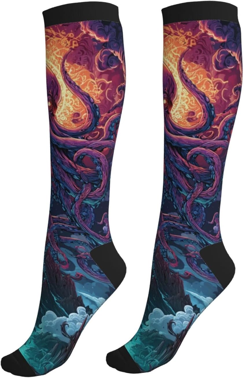 Compression Socks Knee High Circulation Support Socks For Women Men Athletic Running Work Hiking Cycling Travel
