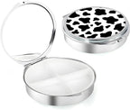 Weekly Pill Case, Medicine Planner, Vitamin Organizer Box, Portable Daily Pill Box with Compartments,Pocket Purse Metal Medicine Organizer Unique Gifts,Cow Pattern