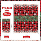 100Pcs Red Buffalo Plaid Snowflake Napkins 3 Ply Disposable Absorbent Red Black Checkered Hand Towels Pine Tree Red Ball Guest Napkins for Christmas Winter Holiday Supplies