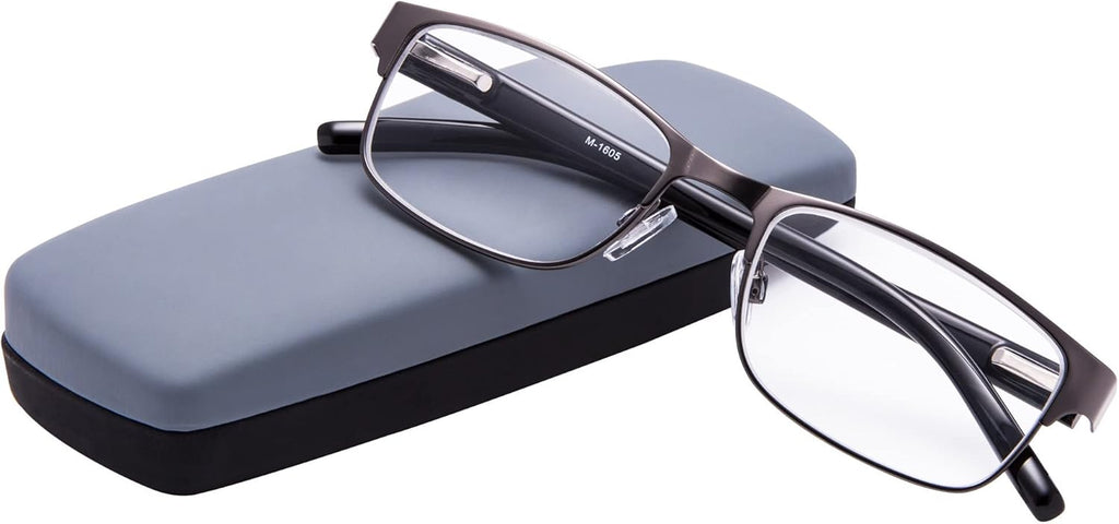EYEGUARD Readers Metal Deluxe Rectangular Reading Glasses for Men 1.75