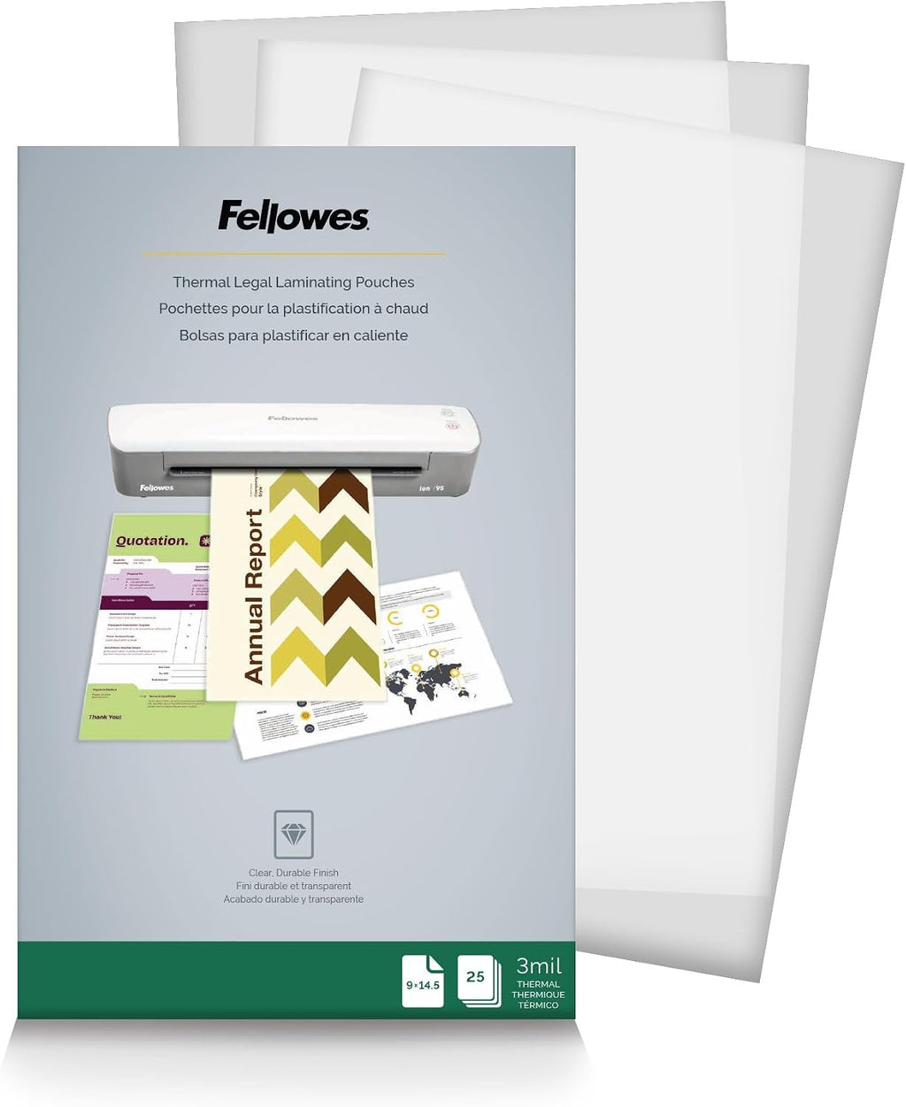 Fellowes Hot Laminating Pouches, Legal, 3 mil, 25 Pack (52006)
