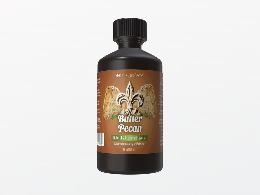 Fleur De Flavor Butter Pecan Emulsion – Rich, Buttery Pecan Flavor for Baking, Frosting, Ice Cream & Beverages – Nut-Free, Bake-Stable, Gluten-Free, Keto-Friendly, No Artificial Colors (4 oz)