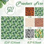 120Pcs Jungle Safari Wild Animal Party Supplies Disposable Jungle Zoo Animal Print Tropical Paper Napkins for Birthday Party, Baby Shower and Safari Theme Decorations, 6 Style