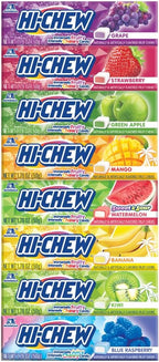 HI-CHEW Variety Sticks, 8-Pack, Soft & Chewy Candy, 1.76oz Each - Made with Immensely Juicy Fruity Flavors - Grape, Strawberry, Green Apple, Mango, Watermelon, Banana, Kiwi & Blue Raspberry