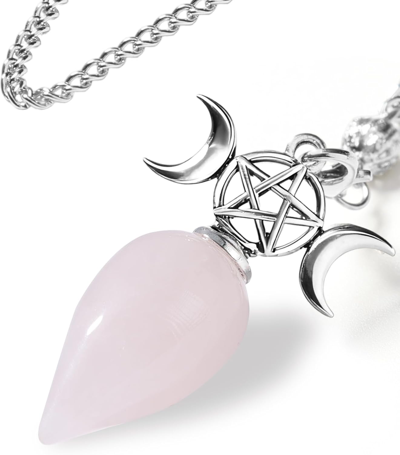 RENEMEGO Rose Quartz Pendulum Crystal for Divination - Witchcraft Supplies for Dowsing, Pendulos De Energia, Wiccan Supplies and Tools, Crystal Pendulum for Meditation Energy Balancing Gift