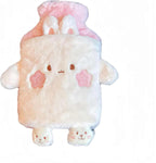 Rubber hot Water Bottle Cute Pink Bunny Plush with Cover, Warm Compress Menstrual crampbest Period Pain Relief, Winter Home Essentials Rabbit Christmas Gift
