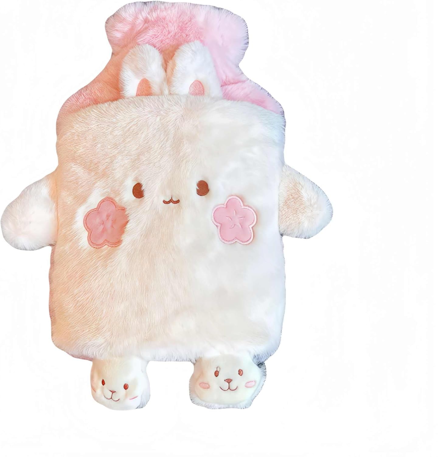 Rubber hot Water Bottle Cute Pink Bunny Plush with Cover, Warm Compress Menstrual crampbest Period Pain Relief, Winter Home Essentials Rabbit Christmas Gift