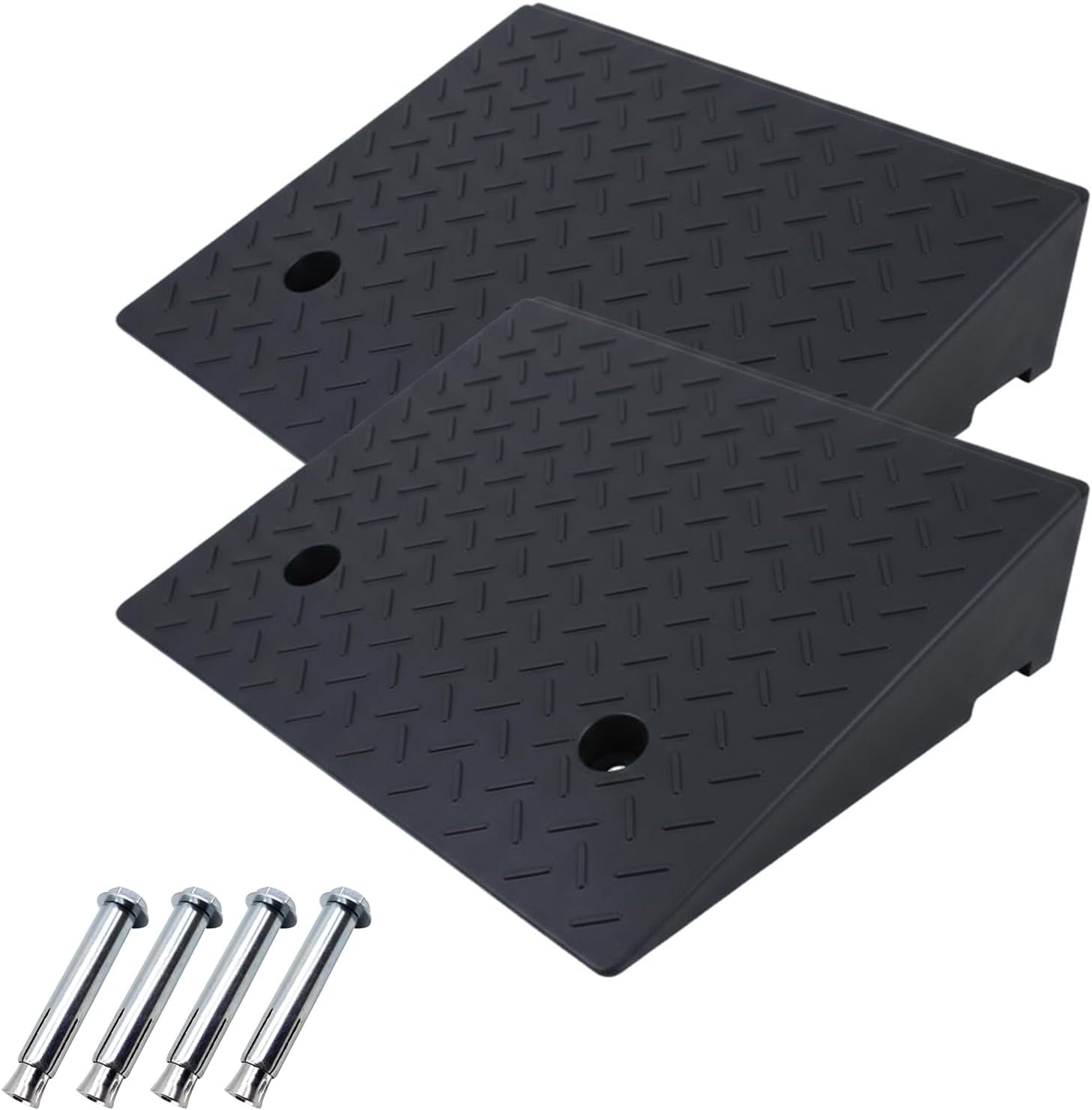 2 Pack 5'' Rise Threshold Ramps, Heavy Duty,11000 LBS Capacity,Garage Ramp,Car Slope Ramp for Loading Dock Bike Vehicle Warehouse Sidewalk Wheelchair (5" H)