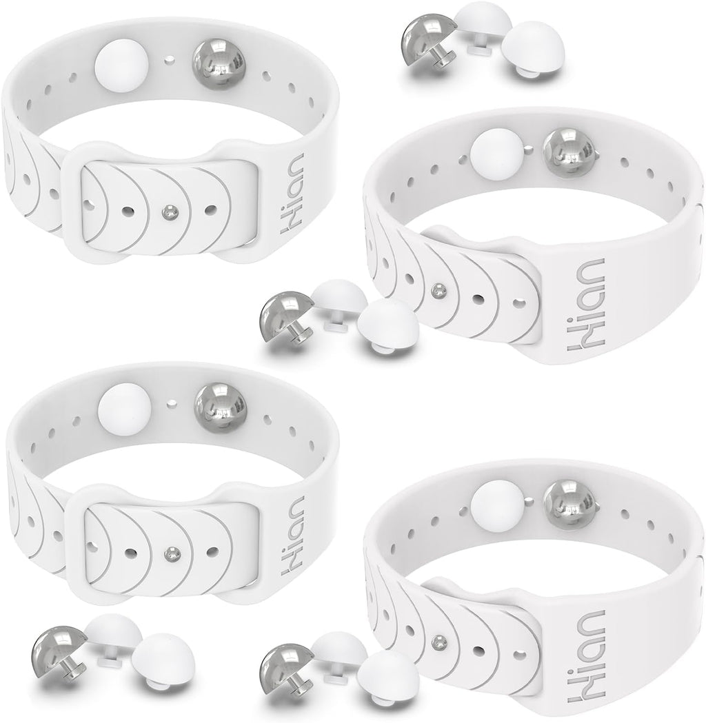 Hion Motion Sickness Bands Anti Nausea Acupressure Wristband Sea Sickness Wristbands Nausea Bands Natural Relief Motion & Morning Sickness -（2 Pairs White