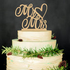 Mr and Mrs wedding Cake Toppers Heart Rustic Wood For Wedding Aniversary Party Engagement Decoration