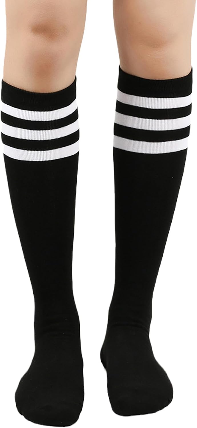 Bestjybt Womens Stripes Knee High Tube Socks Casual Athletic Socks Sport Socks