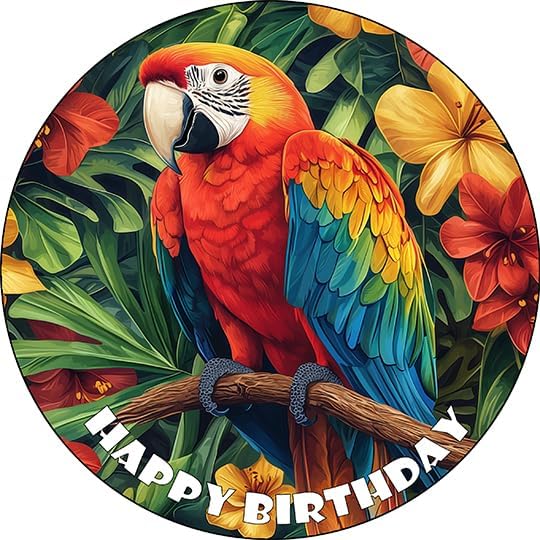 7.5x Inch Edible Cake Toppers – Parrot Themed Birthday Party Collection of Edible Cake Decorations