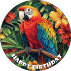7.5x Inch Edible Cake Toppers – Parrot Themed Birthday Party Collection of Edible Cake Decorations