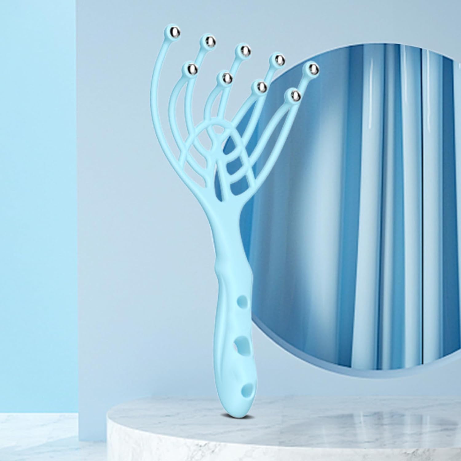 Scalp Massager, Handheld SPA Head Massager, 9-Prong Hair Care Massager, Deep Pressure Relief for Stress, Nice Gift for Parents, Blue