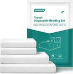 Disposable Bed Sheets for Hotel, King Size Travel Disposable Bedding Set,Disposable Duvet/Comforter Cover,Safe and Portable for Travel,Contains 1bed Sheet 1quilt Cover and 2pillowcases