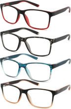 4-Pack Reading Glasses Blue Light Blocking for Men,Comfort Lightweight Eyeglasses Flexible Spring Hinge,Anti Eyestrain/Glare Filter UV Ray Computer Readers(1.5X)