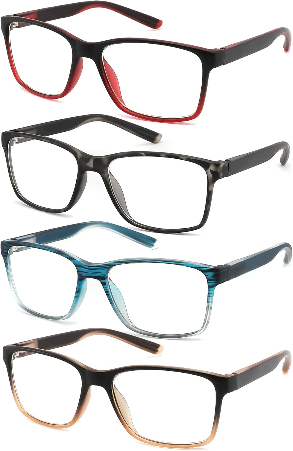 4-Pack Reading Glasses Blue Light Blocking for Men,Comfort Lightweight Eyeglasses Flexible Spring Hinge,Anti Eyestrain/Glare Filter UV Ray Computer Readers(1.5X)