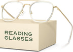 CCVOO Iconic Aviator Reading Glasses - Premium Readers in Gold/Black - UV & Blue Light Blocking Lenses