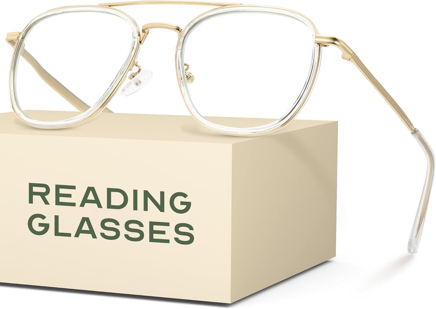 CCVOO Iconic Aviator Reading Glasses - Premium Readers in Gold/Black - UV & Blue Light Blocking Lenses