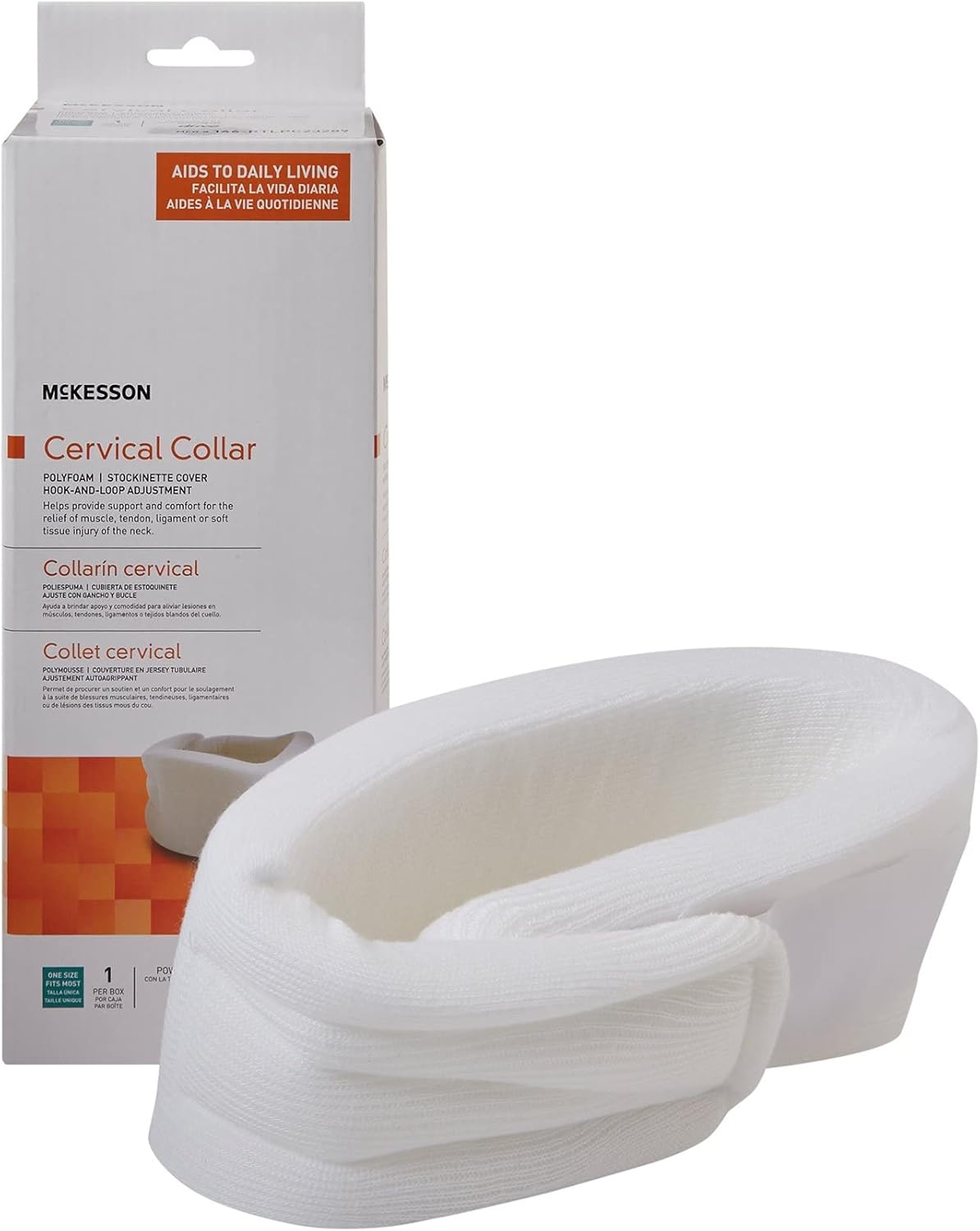 McKesson Cervical Collar - Soft Density Polyfoam, One-Piece, for Adults - One Size Fits Most, 19 in - 22 in Neck Circumference, 1 Count