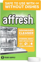 Affresh Dishwasher Cleaner, Helps Power Away Odor Causing Bacteria, Limescale, Mineral Deposits & Grime Inside Pump, Tub & Hoses, 12 Tablets, 1 Year Supply