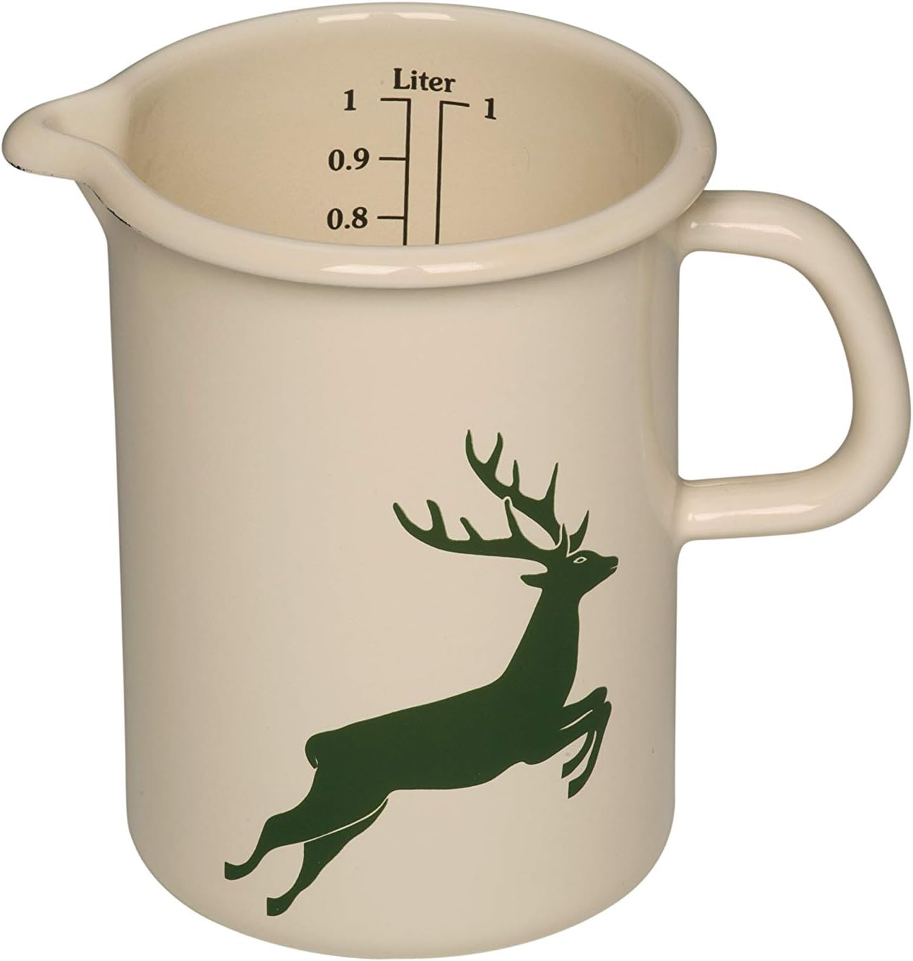 RIESS 0338-072 HIRSCH Measuring Cup, Green, 2.2 lbs (1 kg), Cooking Measuring Instrument, 3.9 inches (10 cm), 3.9 fl oz (1 L)
