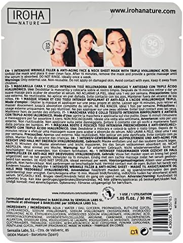 Iroha Nature - Plumpling & Ultra-hydrating 100% biodegradable sheet mask with Triple Hyaluronic Acid– face & neck