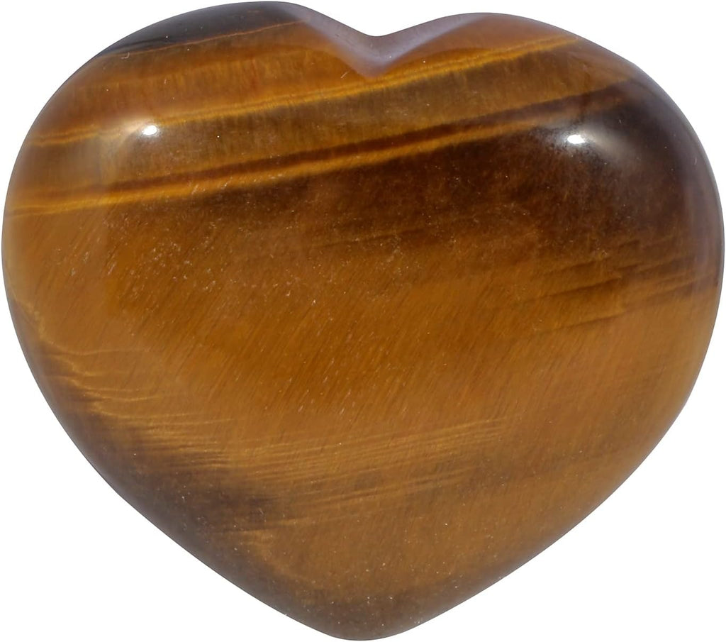 Natural Tiger's Eye Healing Heart Shape Crystal Stone, Polished Semi-Precious Stone for Love, Wellness Positive Energy | Reiki Chakra Meditation (1.8 Inch)