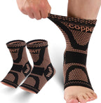 LISEPWU Copper Ankle Brace, Copper Infused Ankle Support Compression Sleeve for Men & Women, for Foot Pain Relief, Sprained Recovery, Achilles Tendonitis, Daytime or Night Use(XL)