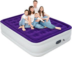Queen Air Mattress with Built in Pump, Inflatable Mattress for Home, Blow up Air Bed 3 Min Quick Inflation and Deflation, Thin Velvet Top, 22'' Queen Size Purple