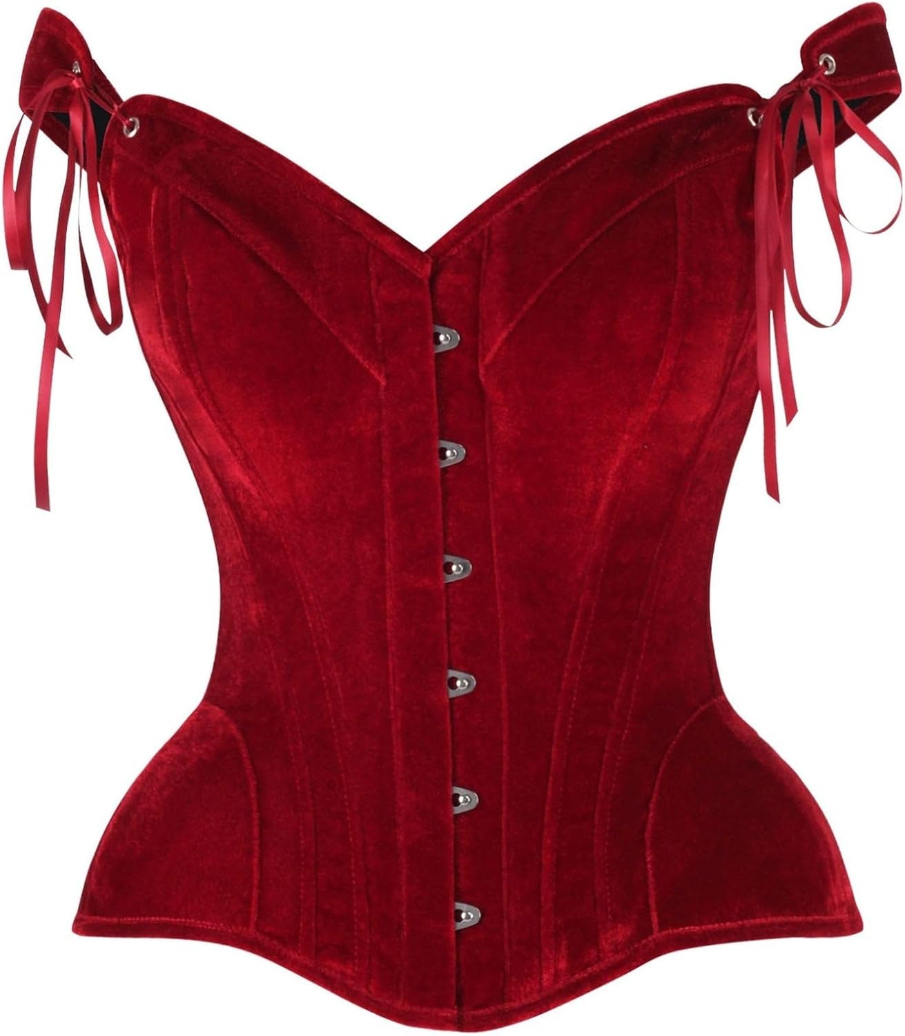 Daisy corsets Women's Daisy Corsets Top Drawer Dark Red Velvet Steel Boned Corset W/Straps