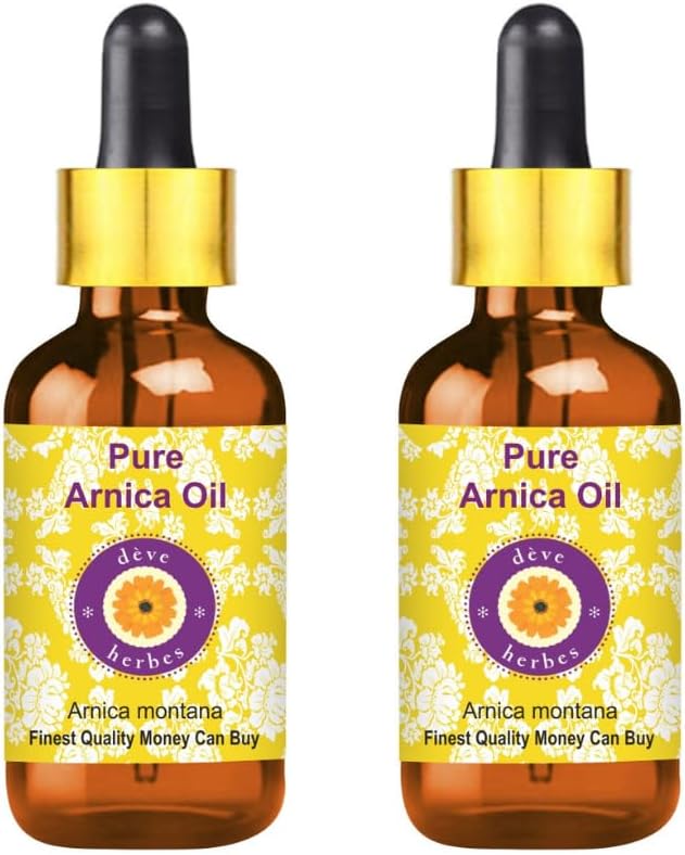 Deve Herbes Arnica Oil (Arnica Montana) with Two Glass Droppers | Infused | Pure | Non-Sticky | Lightweight | for Facial Care | Men & Women | 15ml X 2 (1 oz)