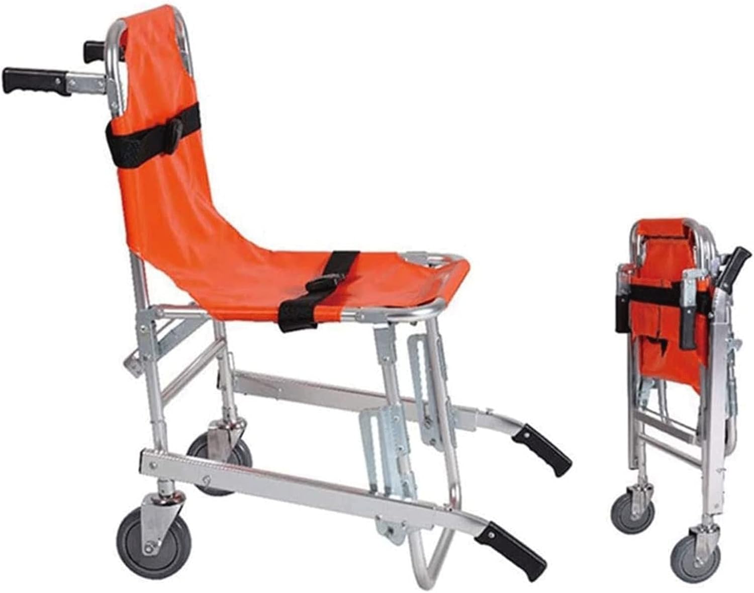 Aluminum Alloy Stair Chair, Emergency Evacuation Medical Lift Stair Chair Light Weight Foldaway Ambulance Firefighter Transport Chair with Quick Release Buckles, 350 Lbs Capacity