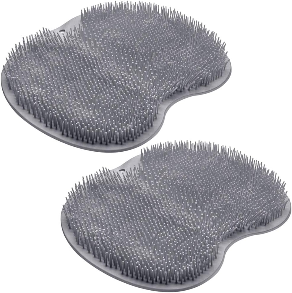 2PACK Shower Foot Scrubber Mat Back Washer Back Exfoliating Bath Wash Pad Wall Mounted Slip Suction Cups Foot Scrubber for Use in Shower Cups Foot Cleaner for Men and Women