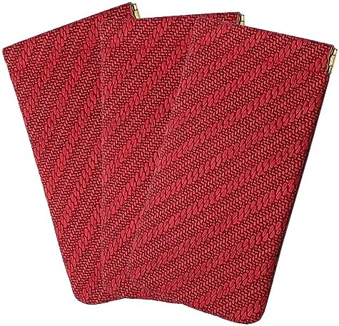Calabria Squeeze Top Eyeglass Case Soft Faux Leather Red 3 Pack Women Braided Pattern Cute Eye Glasses Holder Sunglass Pouch