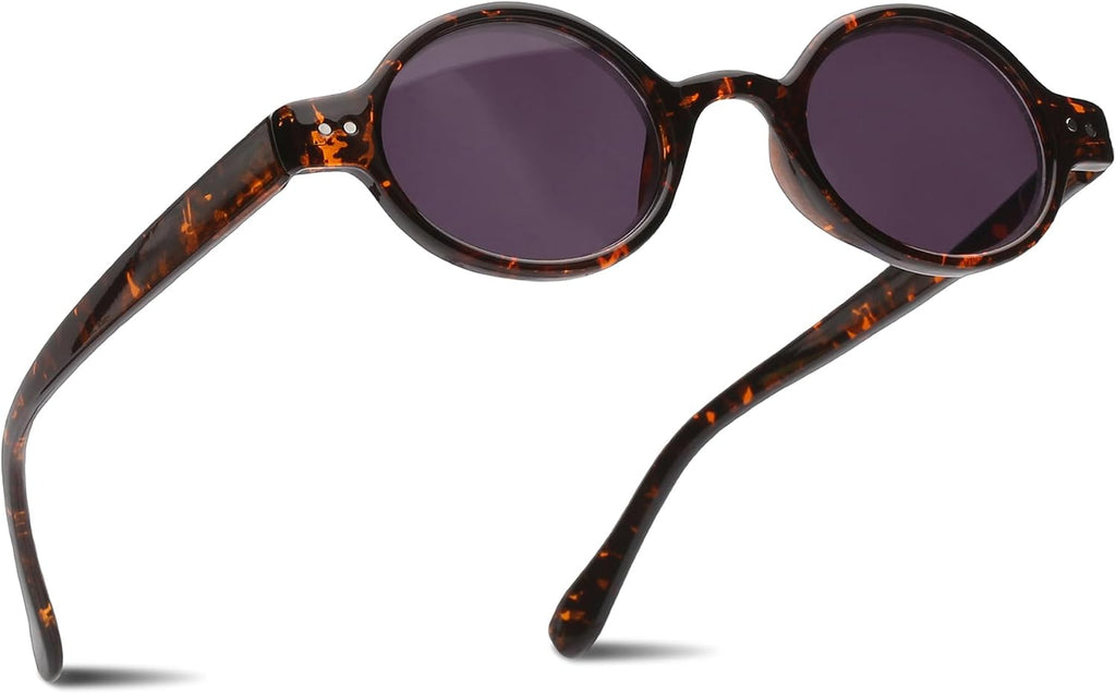 2SeeLife Small Round TR-90 Reading Sunglasses for Men & Women - Narrow-Medium Fit, Sturdy Frame, Spring Hinges, Retro Sun Readers, Brown Tortoise, +3.00