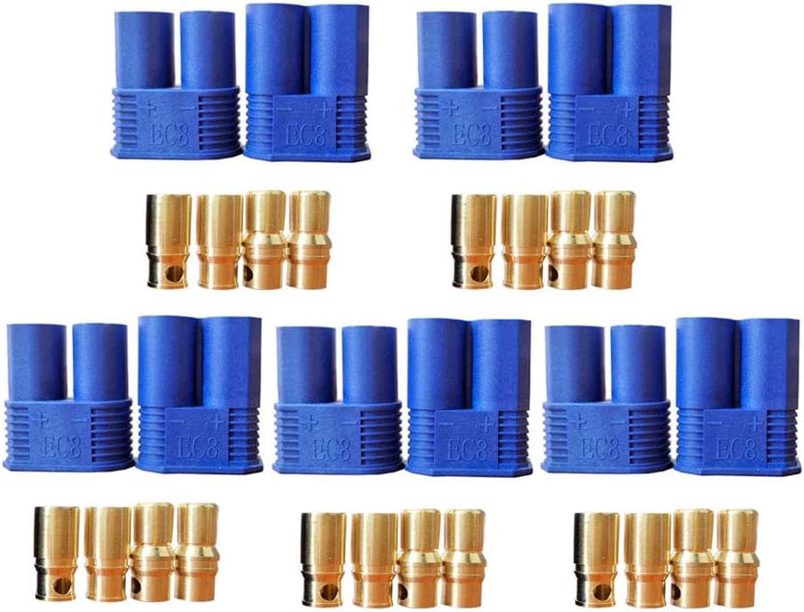 5 Pairs EC8 Banana Plug Connectors Female Male 8.0mm Gold Bullet Connector for RC ESC LIPO Battery Device Electric Motor