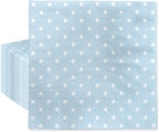 PAW - Luncheon Baby Blue Napkins 6,5'' x 6,5'', Disposable Paper Napkins with White Dots, Lunch Napkins for Baby Shower, Gender Reveal, Bridal Party, Decoupage, Tableware Party Supplies, 50 Count