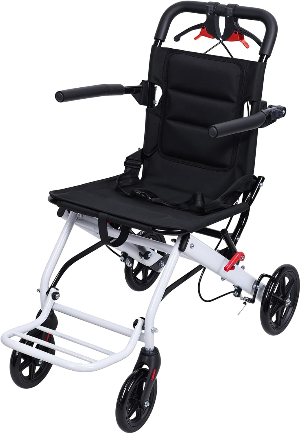 Ultra-Lightweight Foldable Transport Wheelchair for Adults & Seniors 13.66lbs Aluminum Frame Portable Travel Chair with Handbrake, 16" Seat & PU Wheels, Supports 200lbs (B)