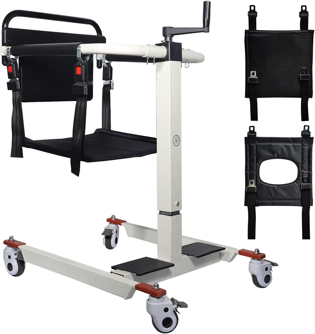 Patient Lift Transfer Chair, Home Bedside Commode Elderly Transport Chair, Wheelchair Lift for car, Toilets Seat Transfer Aid (New Version)