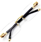 Rimless Reading Glasses, Spring Hinge Readers, Diamond Cut Edge Design Blue Light Glasses