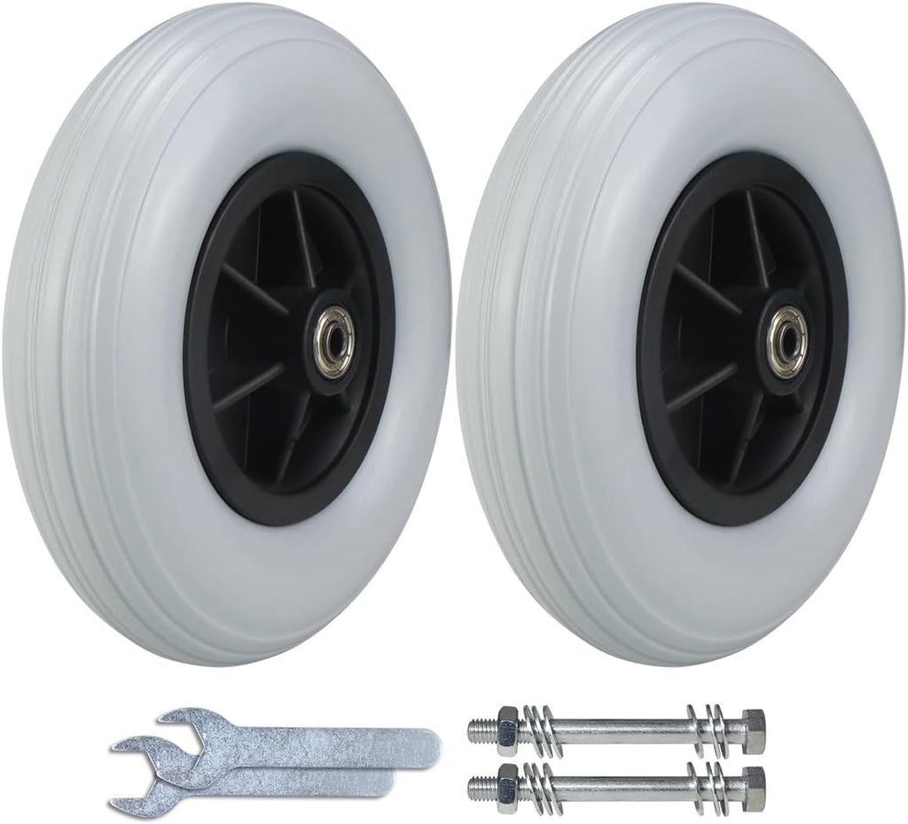 Wheelchair Caster/Wheels (Pair) 8 Inch 8"x 2" (200x50) Solid Tire Wheel, Compatible with Pride, Jazzy, Jet, Quantum, Merits Power Chair, Electric Wheelchair Front/Rear Wheel Replacement